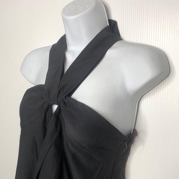 Cynthia Cynthia Steffe Black Tie Neck Silk Cocktail Dress Size 6 - Picture 4 of 15